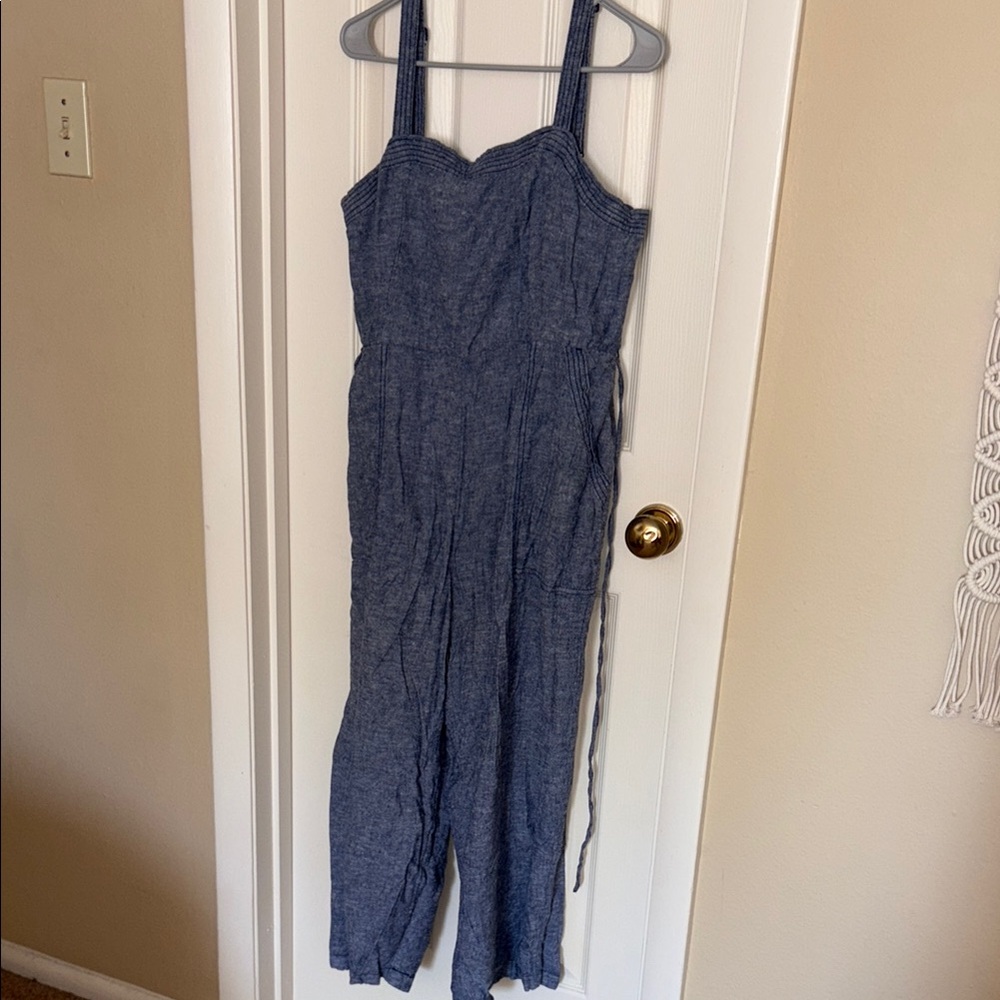 Old Navy Blue Jumpsuit with Spaghetti Straps and Wide-Leg Design
